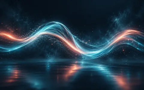 Abstract cover art with flowing teal and coral light waves against a dark background
